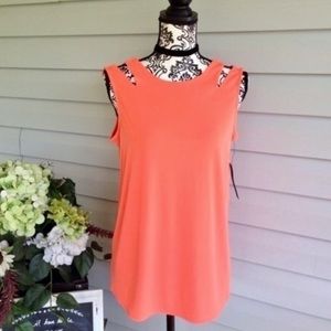 Cut Out Shoulder Orange Blouse